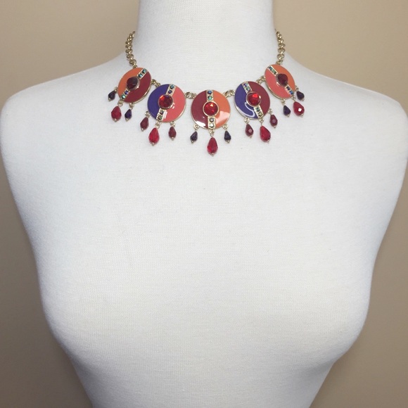 Multicolor Unique Statement Necklace Earrings Set - Picture 2 of 3